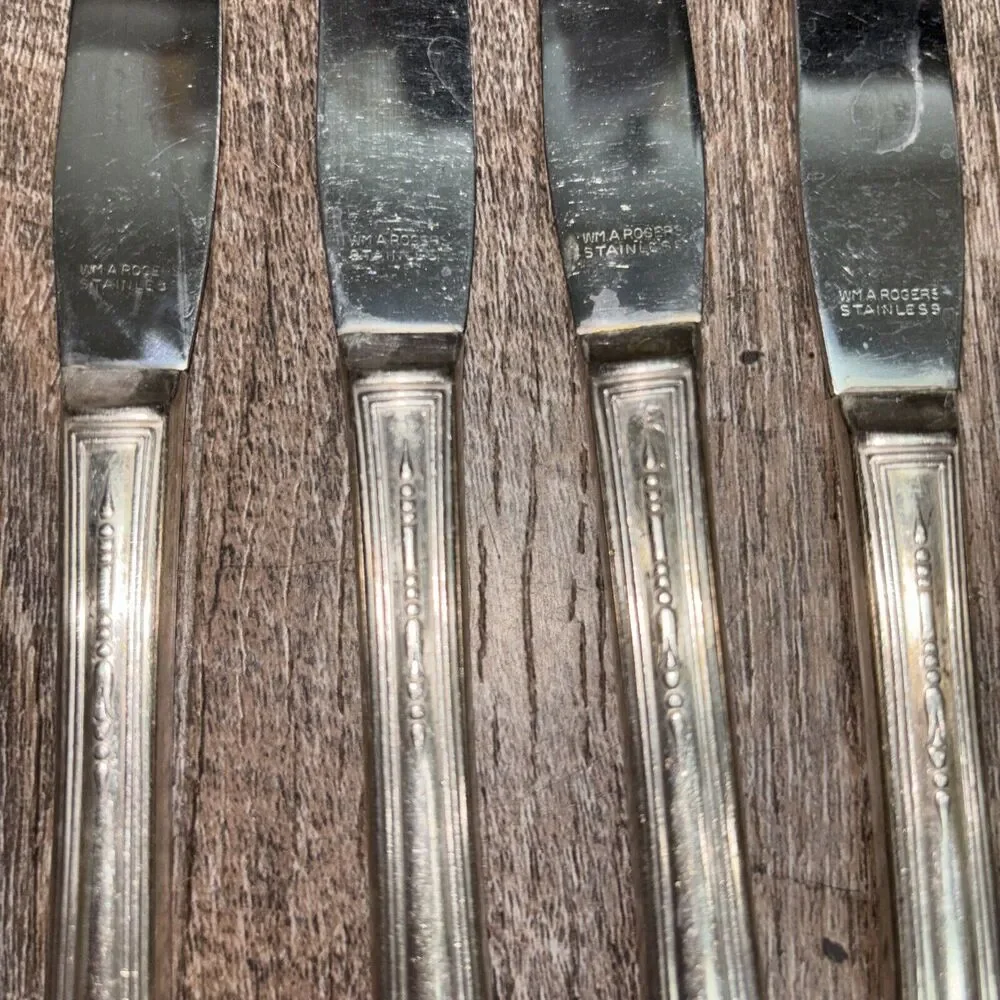 William A Rogers Silver Stainless Butter Knifes 10 Piece Set Vintage Replacement